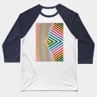 Rainbow Pastel Abstract 3D Chevron Design Baseball T-Shirt